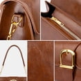 thumbnail image 4 of Bolso de hombro Gosect retro de piel sintética suave con cierre Marrón, 4 of 5