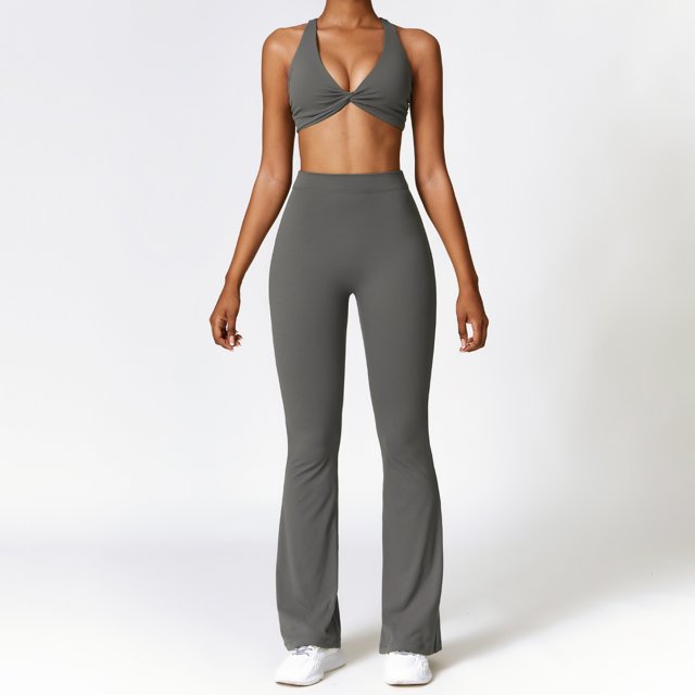 Traje de yoga ajustado cepillado Peach Hip lifting micro-pull de secado rápido belleza espalda fitness traje de ejercicio femenino