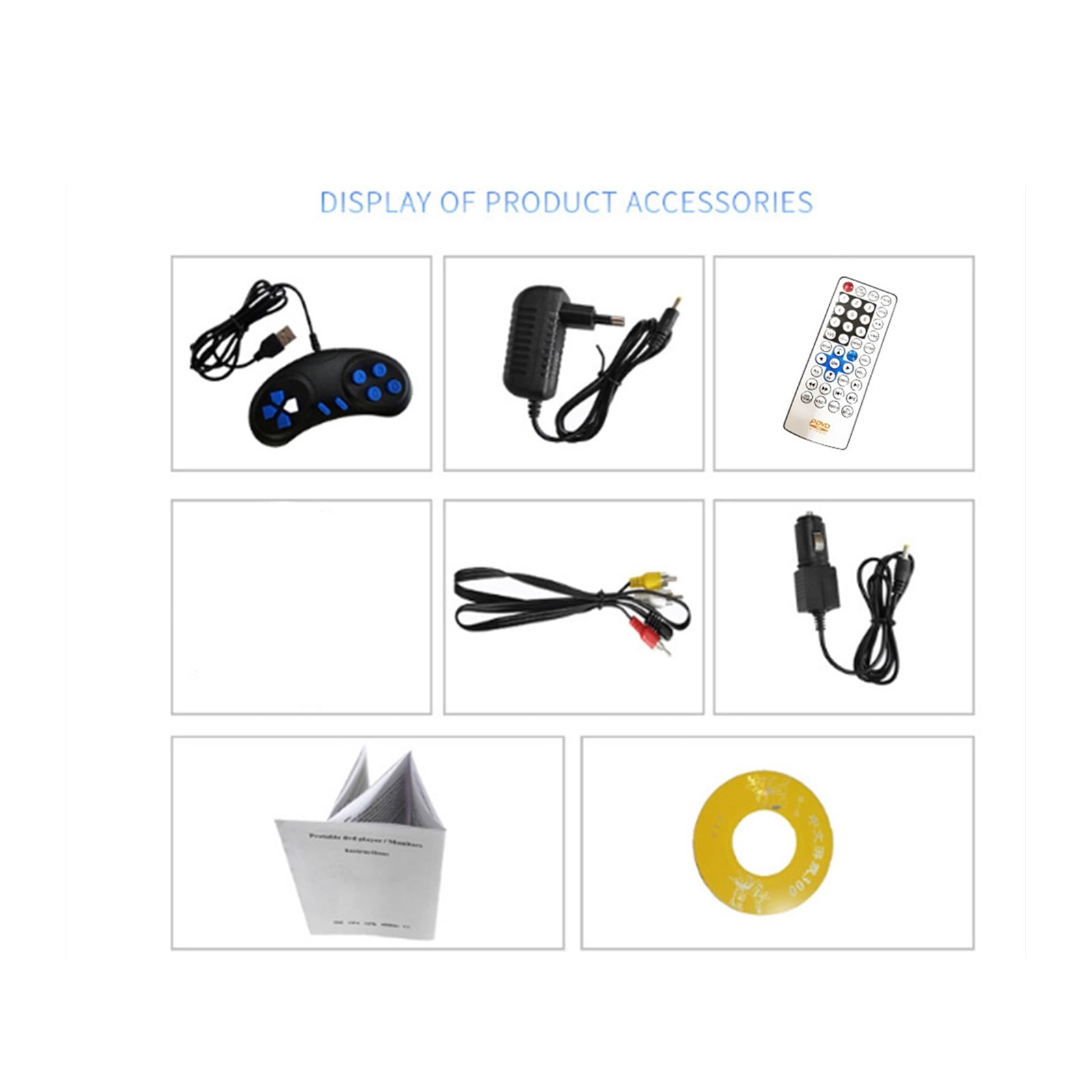 Mini DVD Player 7.8 inch Multimedia CD Disc 270 Degree Rotation Screen with Remote Control Travel - Silent & Shockproof Tech