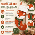 thumbnail image 3 of Fox Christmas Stocking with Green and Red Scarf and White Cuff for Fireplace Mantel Decor, 3 of 8