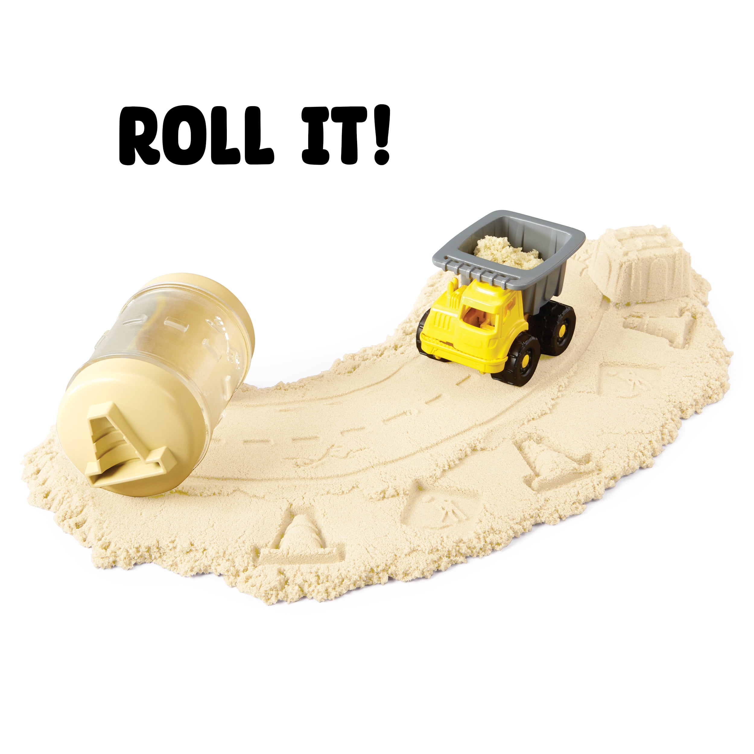 Wonder Factory Never Dry Sand Construction Trucks - Light Brown + Dump Truck - Never Dries Out and Gluten Free, 3+ - Styles May Vary