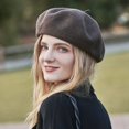 thumbnail image 5 of RV Boina francesa mujer otoño e invierno vintage gorro pintor pelo grande (camel) brillar Electrónica, 5 of 5