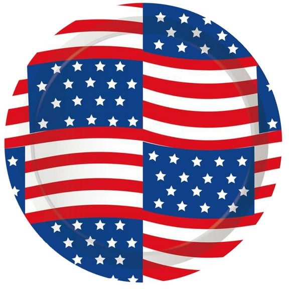 nvzhuang 4th of July Tableware Disposable Paper Plates and Cups Set Paper Plates Cups Napkins Flag Patriotic Party Supplies