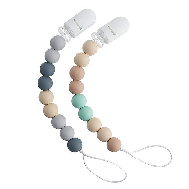 Ratfeit Silicone Pacifier Clip Holder, One Piece Soft Flexible Binky Clips Pacifier Holder Clip for Girls, Baby Newborn Essentials, Teething Relief, Birthday Christmas Shower Gift