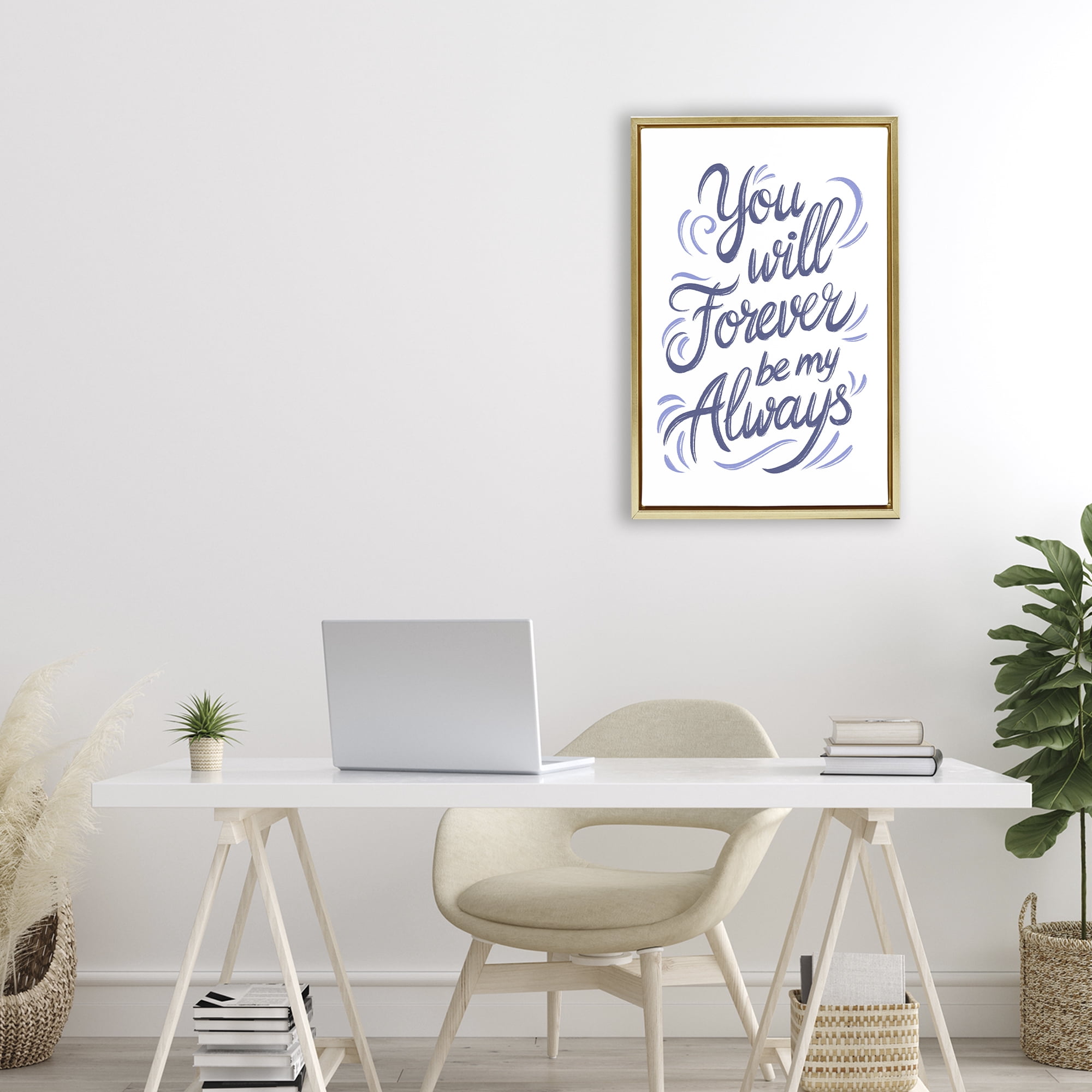 Stupell Industries Forever Be My Always Gold Framed Floater Canvas Wall Art, design by Martina Pavlova