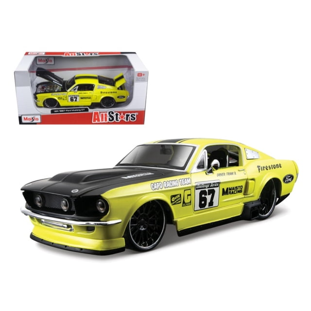 Maisto 1967 Ford Mustang GT Amarillo #67 modelo de coche a presión 1/24