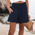 thumbnail image 2 of Shorts for Women Casual Summer Smocked Elastic Waist Comfy Detail Beach, 2 of 6