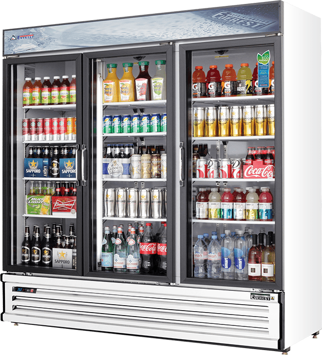 Everest Refrigeration EMSGR69 Reach-In Merchandising Refrigerator 3 Glass Doors, 115v, NSF - 71 cu. ft.