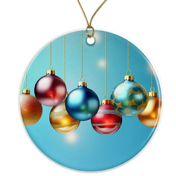 Colorful Baubles Ornament - Festive Hanging Holiday Decor - Shiny Christmas Tree Ornaments - Christmas Balls Ceramic Ornament - 3 Inch Christmas Tree Round Ornament - Xmas Holiday Decor ORNW0238