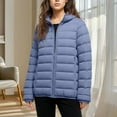 thumbnail image 3 of gbyLJF Womens Lightweight Hooded Down Jackets Solid Color Long Sleeve Quilted Puffer Coats Casual Full Zip Blouse with Pockets Winter Outwear, 3 of 6