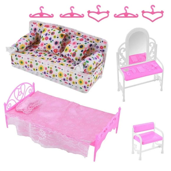 YSABOXY Doll Princess Bedroom Furniture Bed Sofa Accessories Playset Kids GXP