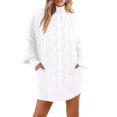 thumbnail image 5 of Stichou Fall Sweaters for Women 2025 Plus Size Turtleneck Long Sleeve Cable Knit Sweaters Lightweight Winter Warm Pullover White L, 5 of 6