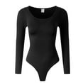 thumbnail image 2 of Viluyesy Womens Thong Shapewear, Seamless Tummy Control Long Sleeve Tight Fit Yogo Trainer Bodysuit Black M, 2 of 7
