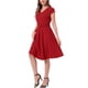 thumbnail image 4 of Vestidos de cóctel INSPIRE CHIC para mujer, con cinturón, escote en V, mangas cortas, vestido fluido en línea A, talla XL, rojo, 4 of 6