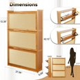 thumbnail image 2 of Rattan Shoe Storage Cabinet for Entryway, Bamboo Slim Shoe Cabinet with 3 flip Drawers, Freestanding Shoe Organizer for Hallway, Narrow Space,Natural, 2 of 18