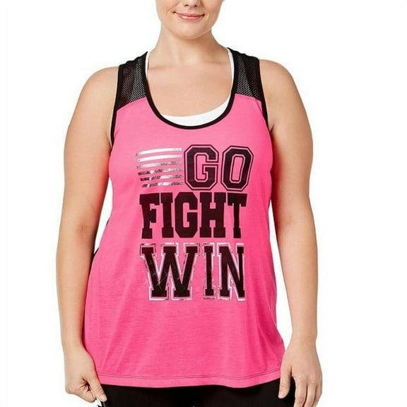 Material Girl Women's Plus Size Graphic Tank Top Bright Pink, Sparkling Pink, 1X