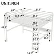 thumbnail image 3 of Metal Queen Size Loft Bed with Power Outlet and LED Lighted, Space-Saving, Noise Reduced, White, 3 of 10