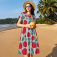 thumbnail image 4 of Balery Tomato Vestidos sueltos de manga corta para mujer, vestidos de verano 2025, vestidos casuales de corte A con vuelo., 4 of 6