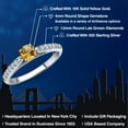 thumbnail image 2 of Gem Stone King 925 Silver and 10K Yellow Gold Yellow Citrine and Lab Grown Diamond Engagement Ring for Women | 0.44 Cttw | Round 4MM | Gemstone November Birthstone | Size 5, 2 of 6