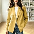 thumbnail image 2 of LAJPXKHY Blazer for Women Lapel Collar Double Breasted Open Front Long Sleeve Lightweight Work Office Jackets(X-Large,Yellow), 2 of 5