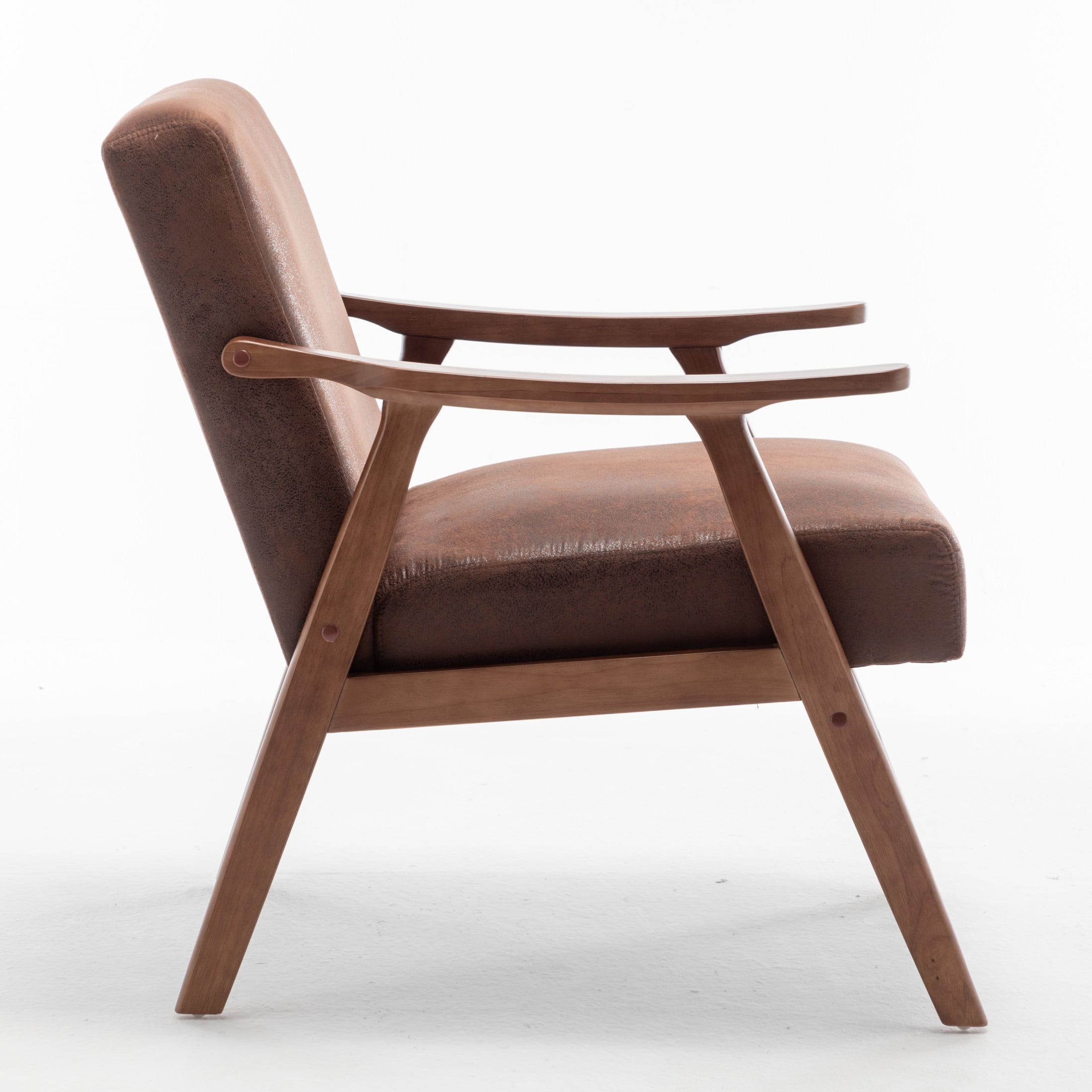 GDF Studio Mid-Century Modern Accent Chair with Microfiber Upholstery & Solid Wood Frame, Light Brown