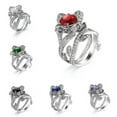 thumbnail image 3 of HOOUN 2pcs/set Flower Multi-color Crystal Rings for Women Wedding 925 Silver Jewelry-9-6# White Stone, 3 of 9