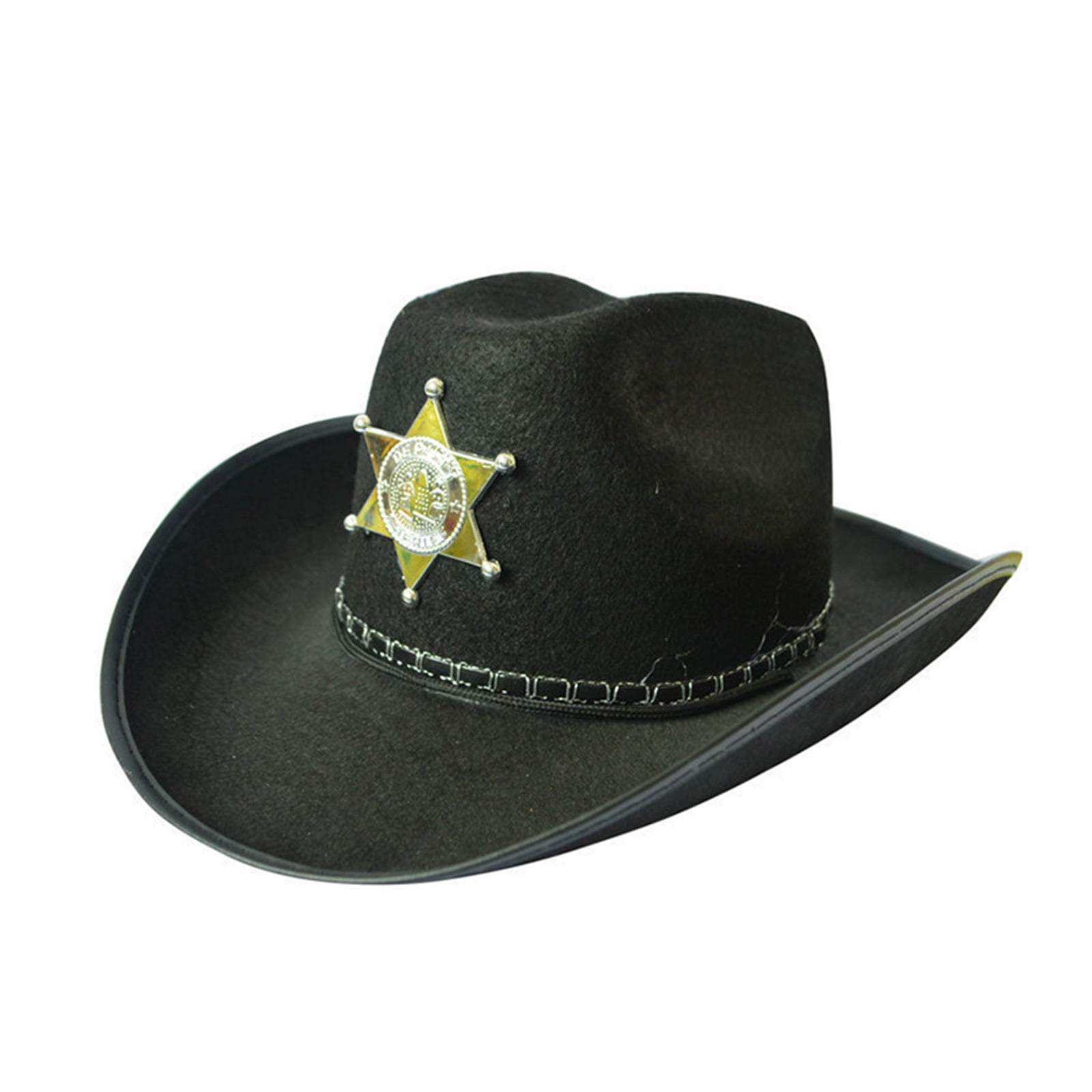 Adult Halloween Western Sheriff Cowboy Hat Fancy Dress Up Cowboy Role