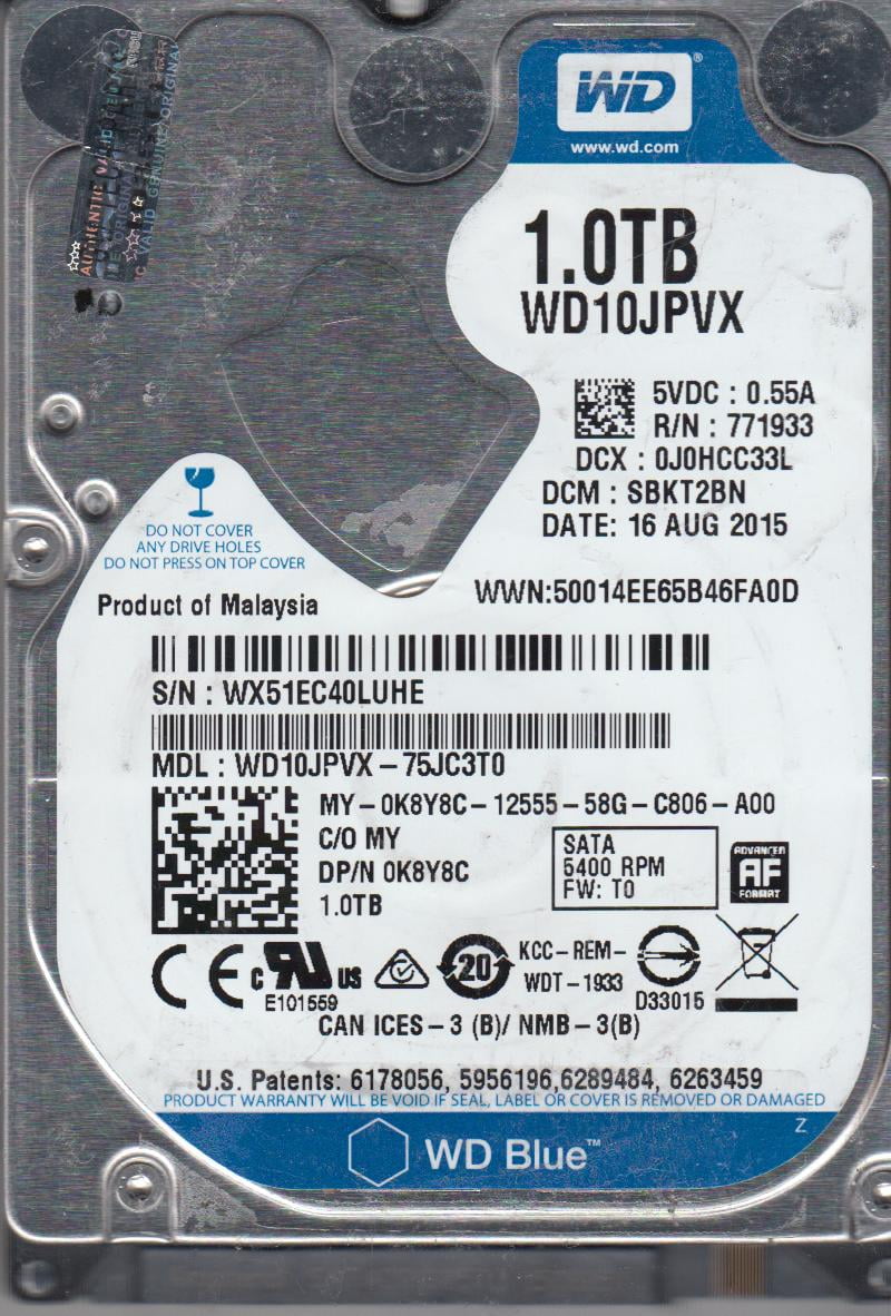 WD10JPVX-75JC3T0, DCM SBKT2BN, Western Digital 1TB SATA 2.5 WD10JPVX-75JC3T0, DCM SBKT2BN, Western Digital 1TB SATA 2.5