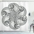 thumbnail image 1 of Black and White Shower Curtain, Ornate Monochrome Floral Mandala Design Hand Drawn Swirls Dots Pattern, Fabric Bathroom Set with Hooks, 69W X 84L Inches Extra Long, Black and White, by Ambesonne, 1 of 3