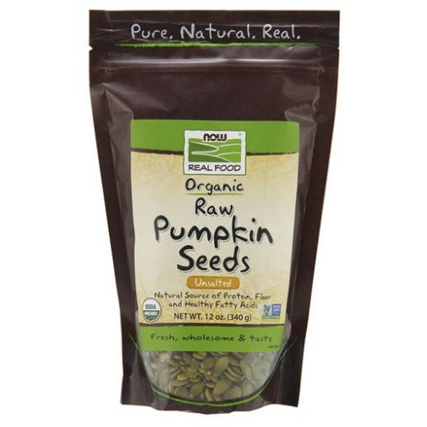 NOW Foods Real Food Certified Organic Pumpkin Seeds Unsalted 12 oz