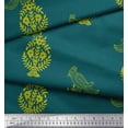 thumbnail image 3 of Soimoi Polyester Crepe Fabric Leaves,Bird & Floral Block Print Sewing Fabric Yard 52 Inch Wide, 3 of 3