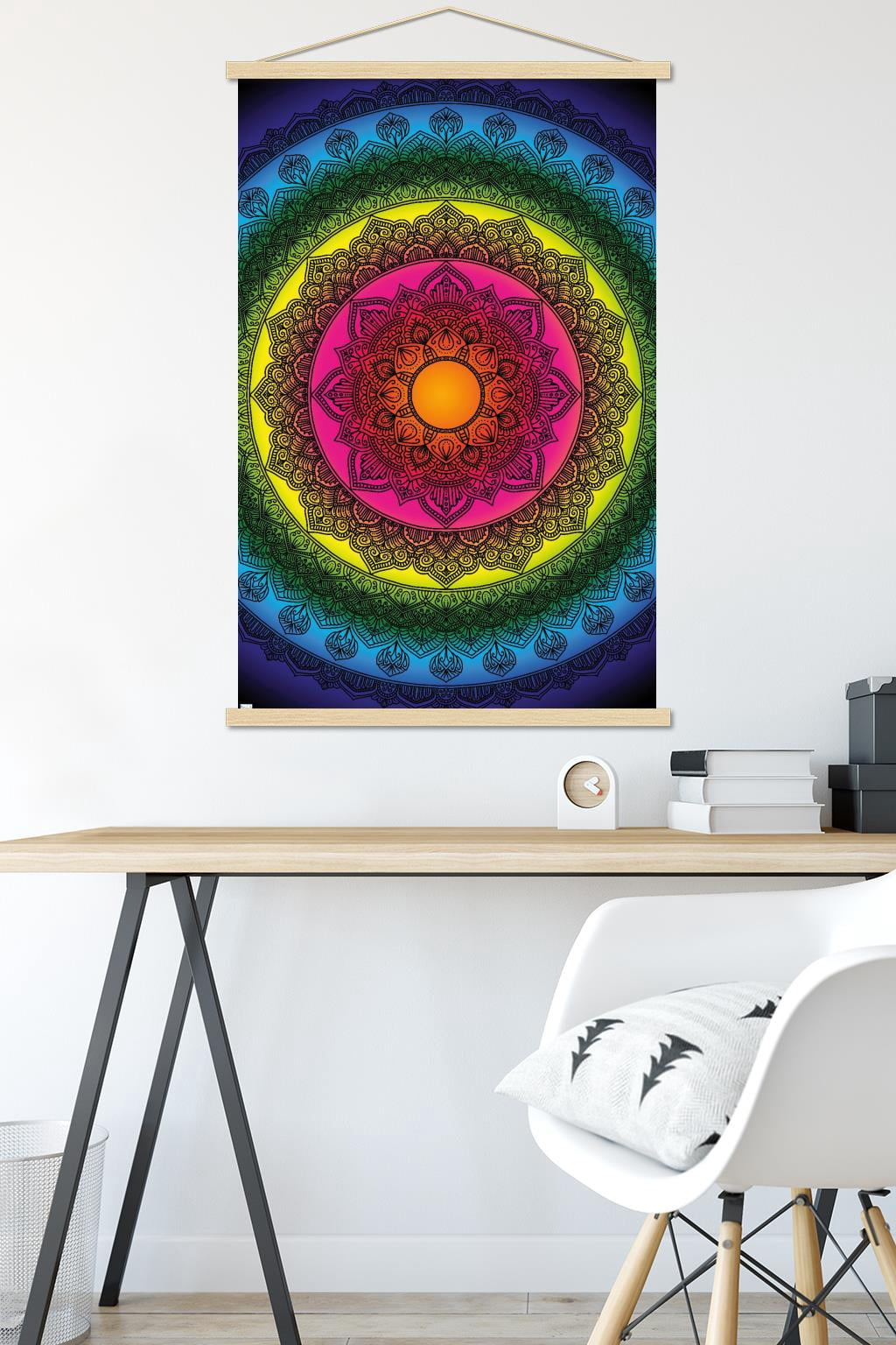 Delyth Angharad - Rainbow Mandalas Wall Poster with Magnetic Frame, 22.375" x 34"