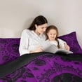 thumbnail image 5 of Homewish Grunge Skull Skeleton 7-Piece Twin Bedding,Victorian Damask Bedding Comforter Set,Happy Halloween Bed Set,Black Reversible, 5 of 8