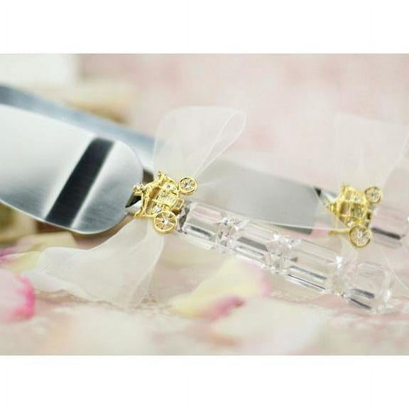 Cinderella Fairy Tale Coach Wedding Cake Server Set (Silver/Gold)