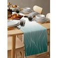 thumbnail image 6 of Teal Ombre Lines Burlap-Cotton Table Runner 72 Inches Long,Simple White Green Gradient Stripes Farmhouse Table Runners,Outdoor Dining Tablecloths Decor for Baby Shower Party Wedding 14x72, 6 of 9