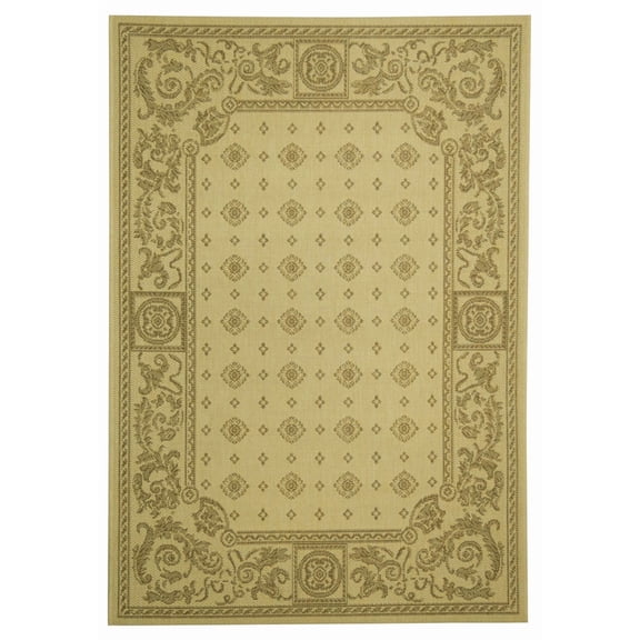 Safavieh Courtyard Erin Bordered Indoor/Outdoor Area Rug, Natural/Brown, 4' x 5'7"