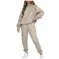 thumbnail image 2 of felwors Womens 2 Piece Outfits Lounge Hoodie Sweatsuit Sets Oversized Sweatshirt Baggy Fall Fashion Sweatpants with Pockets Khaki, S, 2 of 4