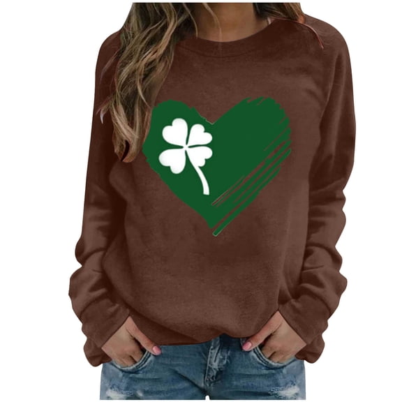 Funny St Patrick's Day Sweatshirt Women Green Clover Graphic Raglan Long Sleeve Pullover Holiday Crew Neck Shenanigans Coordinator Shirt