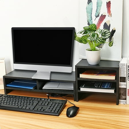 Desktop PC Computer Monitor Rise Desk Table Stand Wooden ...