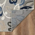 thumbnail image 2 of 8â€™ Round Blue Gray Jacobean Floral Indoor Outdoor Area Rug, 2 of 9