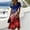 Dark Blue, variant on Elowen American 250th Anniversary Dresses For Women Fit & Flare V-neck Short-sleeved Elegant Summer Empire Dress Vermilion L