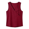 thumbnail image 6 of ClodeEU Women's V Neck Sleeveless Linen Blend Top,Solid Color Casual Tank Tops Red,Women's Plus M, 6 of 7