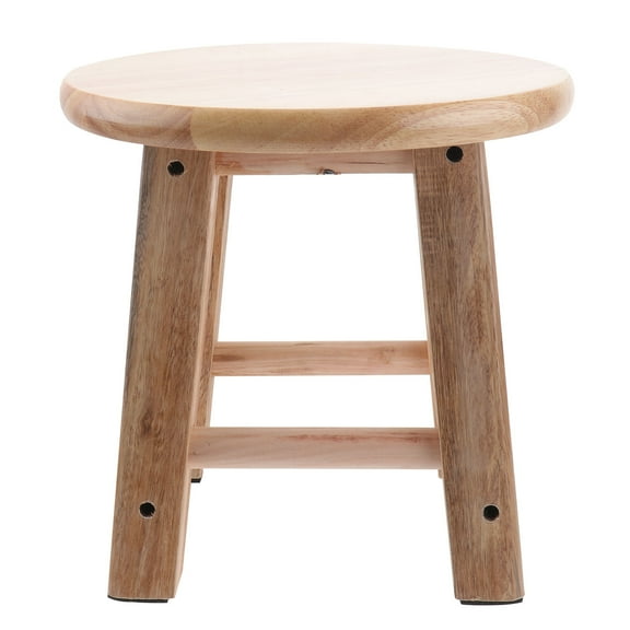 Homoyoyo Modern Round Wooden Stool in Orange, Solid Wood Seat for Home Furniture, Stylish and Comfortable Design
