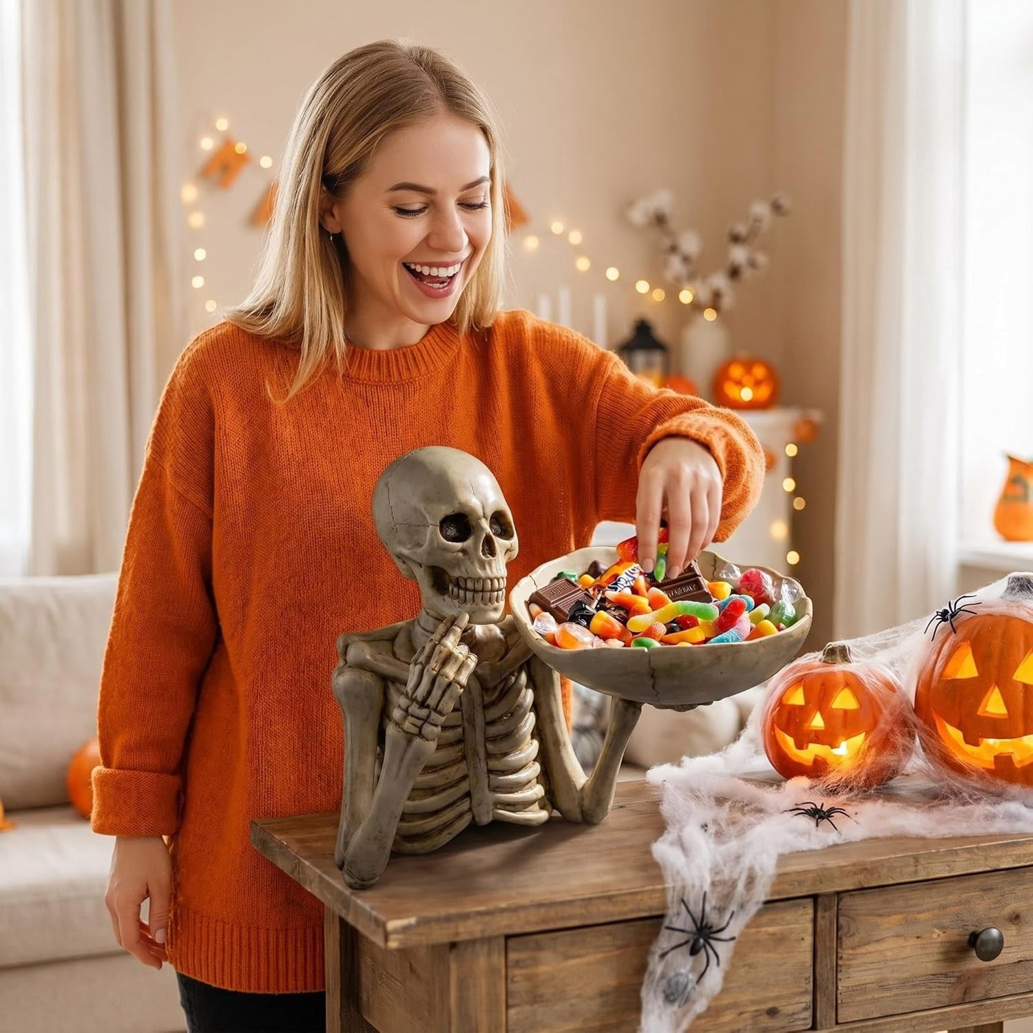 Skeleton Tray Gothic Resin Candy Dish, 13.78 x 11.81 in