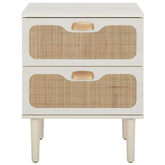 SAFAVIEH Irelia Coastal Style 2 Drawer Nightstand, White (18.9 in. W x 15.6 in. D x 24.4 in. H)