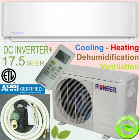 PIONEER Ductless Mini Split Inverter Heat Pump System. 12,000 BTU/h, 208-230V, 17.5 (Best Split Unit Heat Pump)