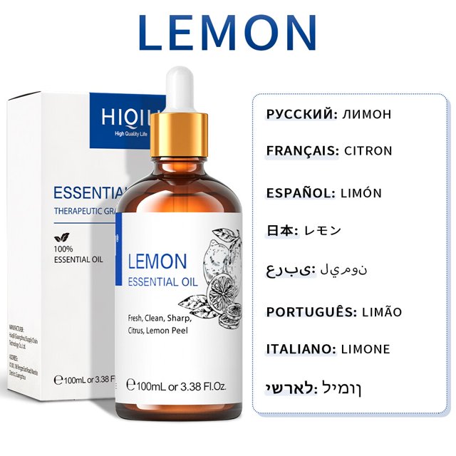 HIQILI-Aceite esencial de 100 ml para difusores / humidificadores Romero / eucalipto / vainilla / Rosa / lavanda / jazmín / limón / pachulí / árbol del té / aceite de menta qym unisex