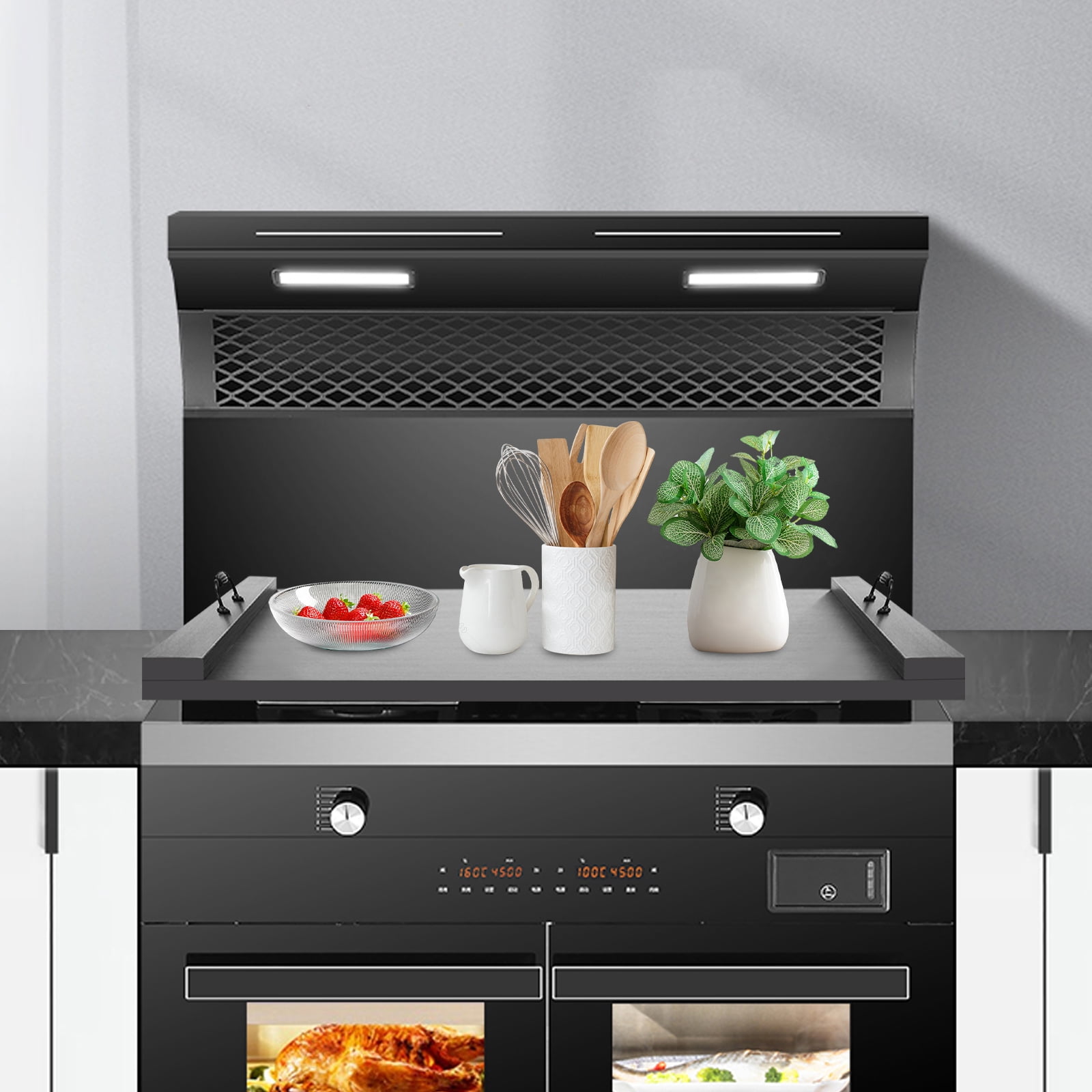 Dwellnix 30x22 Inch Stove Top Cover, Durable Melamine Kitchen Protector with Handles, Multifunctional Tray for Gas & Electric Stoves, Extra Counter Space