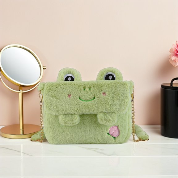 LOLIPPYY Light Green Plush Frog Shoulder Bag Cute Crossbody Purse Stylish and Decorative for Everyday Use