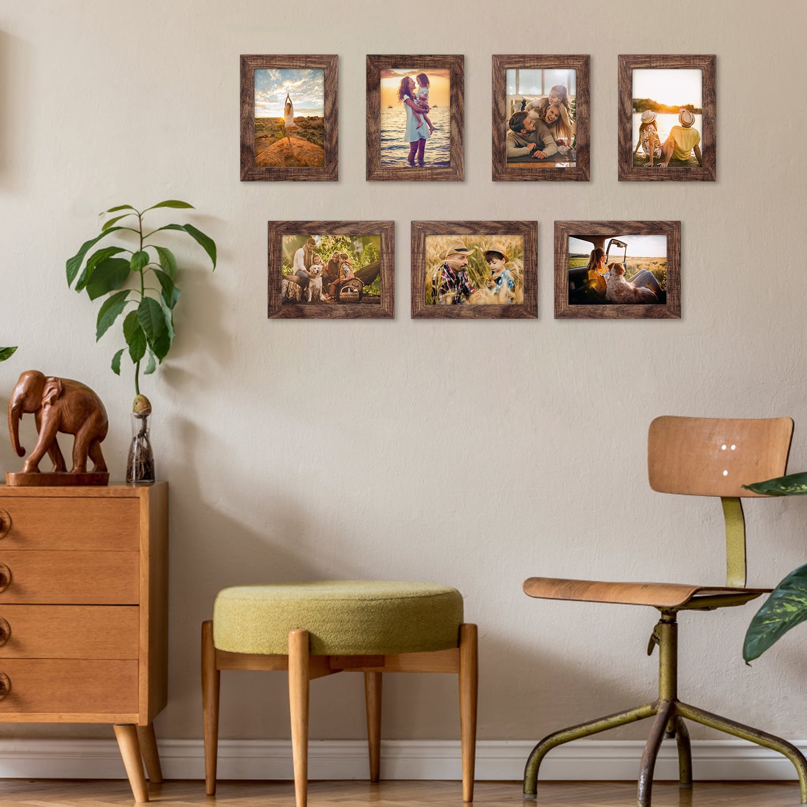 7-Pack Rustic 5x7 Picture Frames for Wall or Tabletop